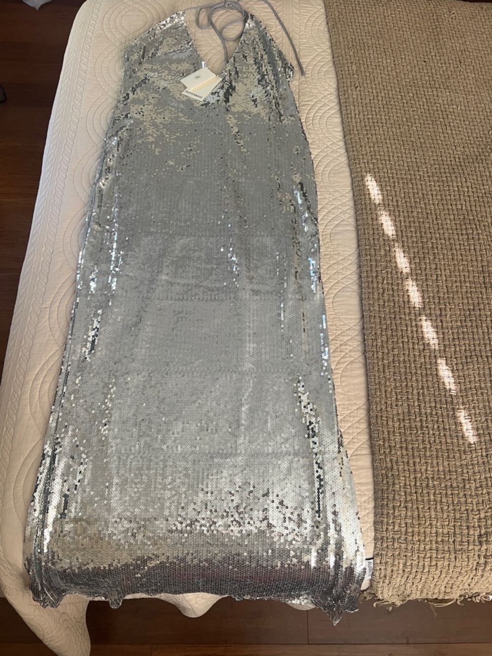 Peppermayo Silver Sequin Maxi Dress